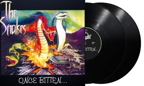 Vinyl record of “The Snakes - Once Bitten” with snake artwork.