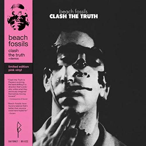 Beach Fossils album cover: a black and white portrait with pink accents.