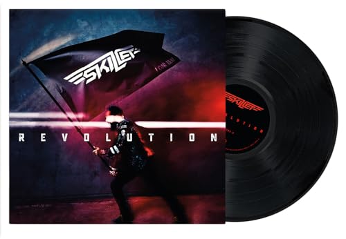 Skillet's "Revolution" vinyl record with album art of a figure with a flag.