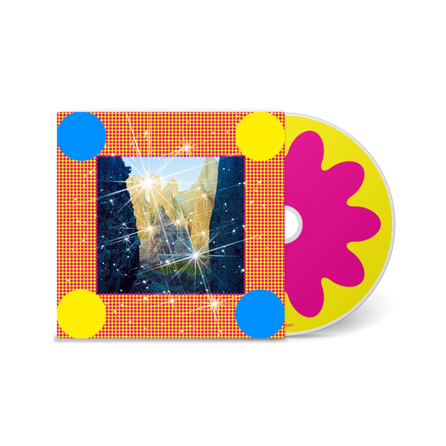 Caribou “Honey” CD with a landscape image and colorful geometric design.