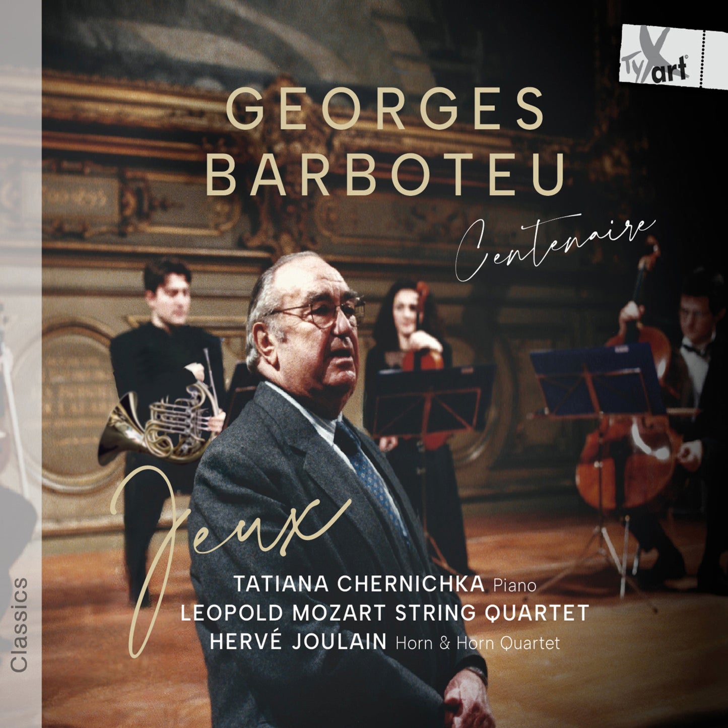 CD cover featuring portraits of musicians and ornate gold detailing.