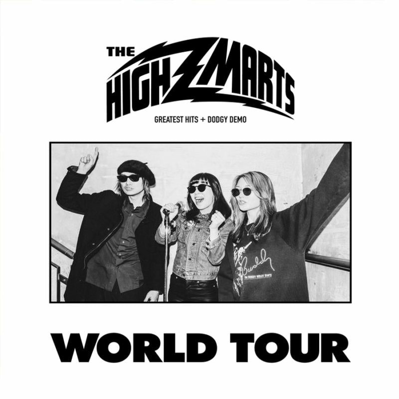 Black and white album cover featuring a band and tour information.