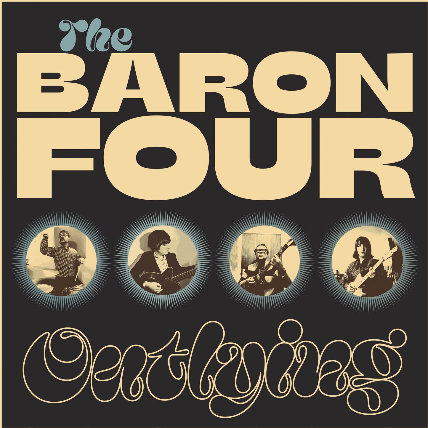 Album cover for The Baron Four - Outlying, featuring four band portraits.