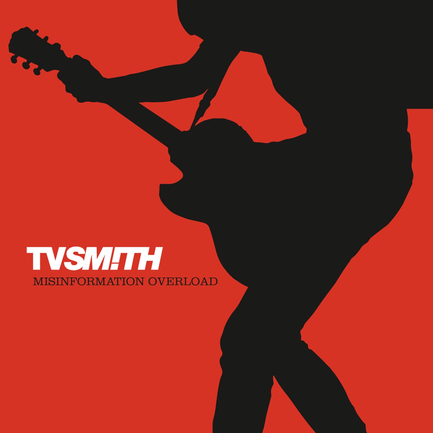 Red album cover with a black silhouette of a guitarist.