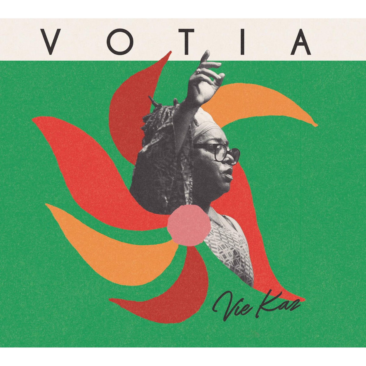 CD cover for Votia - Vie Kaz, featuring a woman and red shapes.