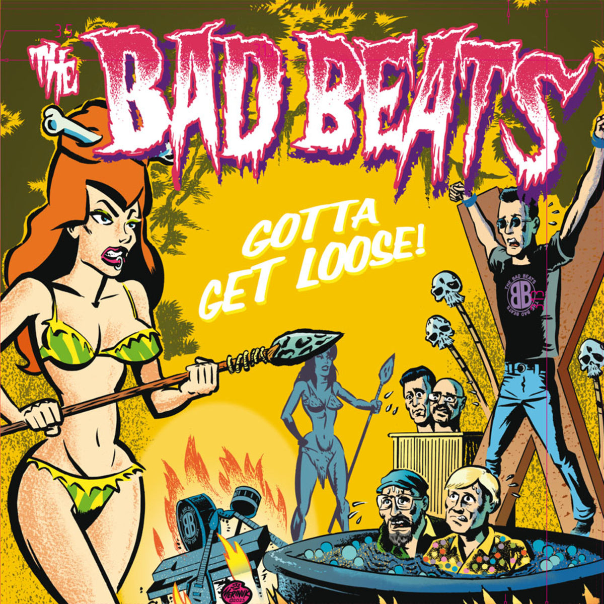 Cartoon album cover for “The Bad Beats - Gotta Get Loose” vinyl record.