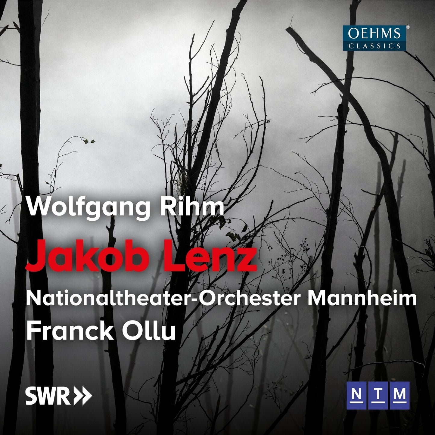 CD cover for "Jakob Lenz" by Rihm, featuring a dark forest scene.