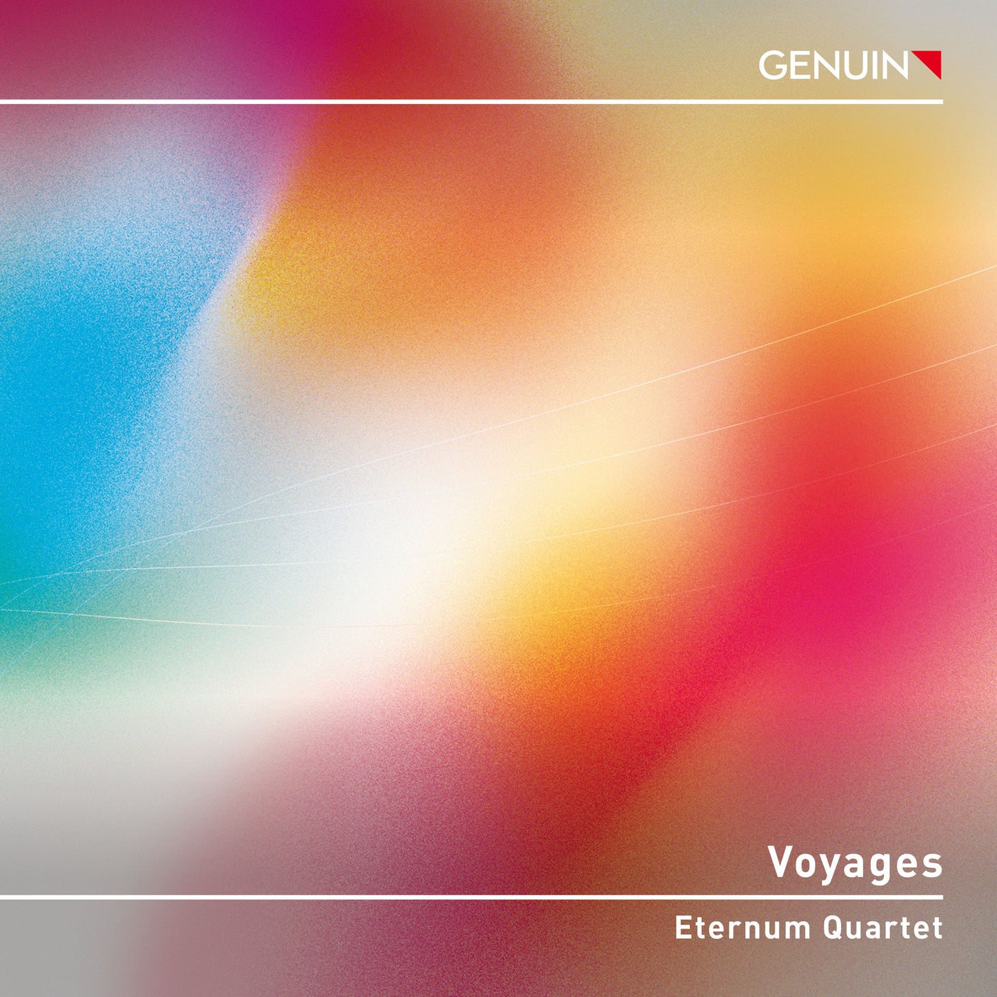 CD cover for Eternum Quartet’s “Voyages” with abstract colorful artwork.