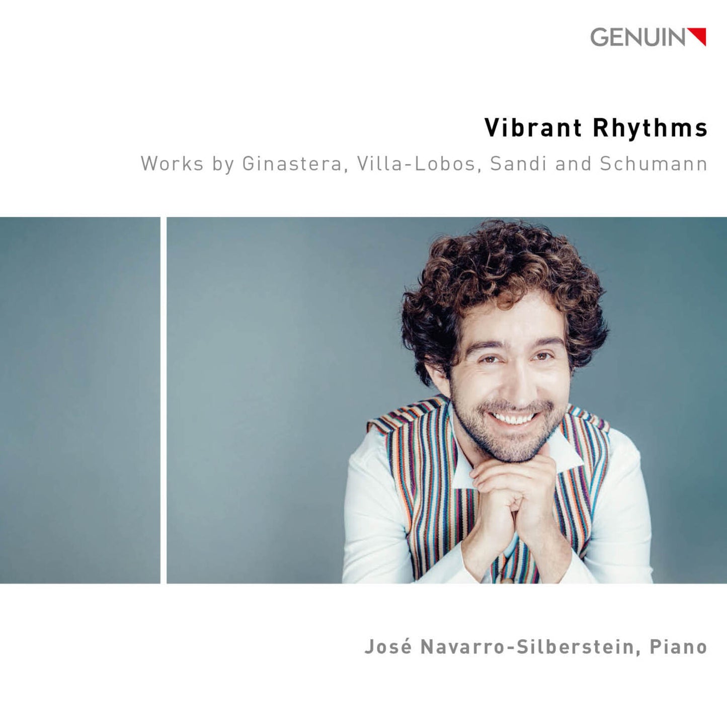 CD cover for "Vibrant Rhythms" featuring pianist José Navarro-Silberstein.