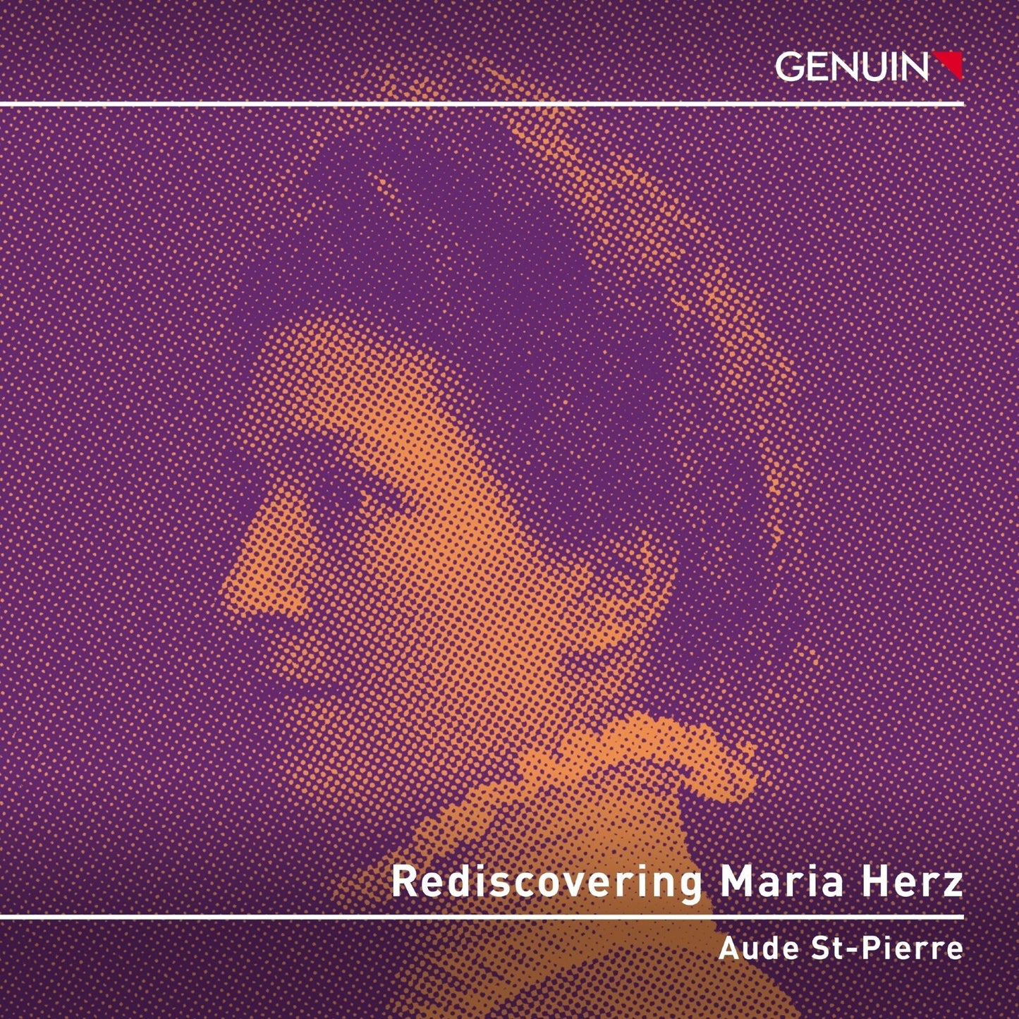CD cover: halftone portrait of a woman in orange on purple.