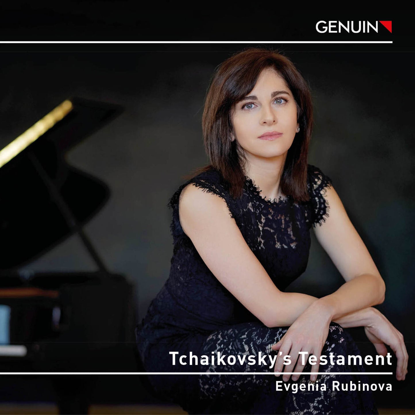 CD cover featuring pianist Evgenia Rubinova, with text "Tchaikovsky's Testament".