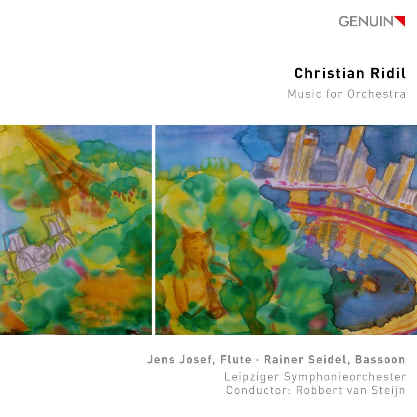 CD cover with abstract watercolor painting of landscape and text.