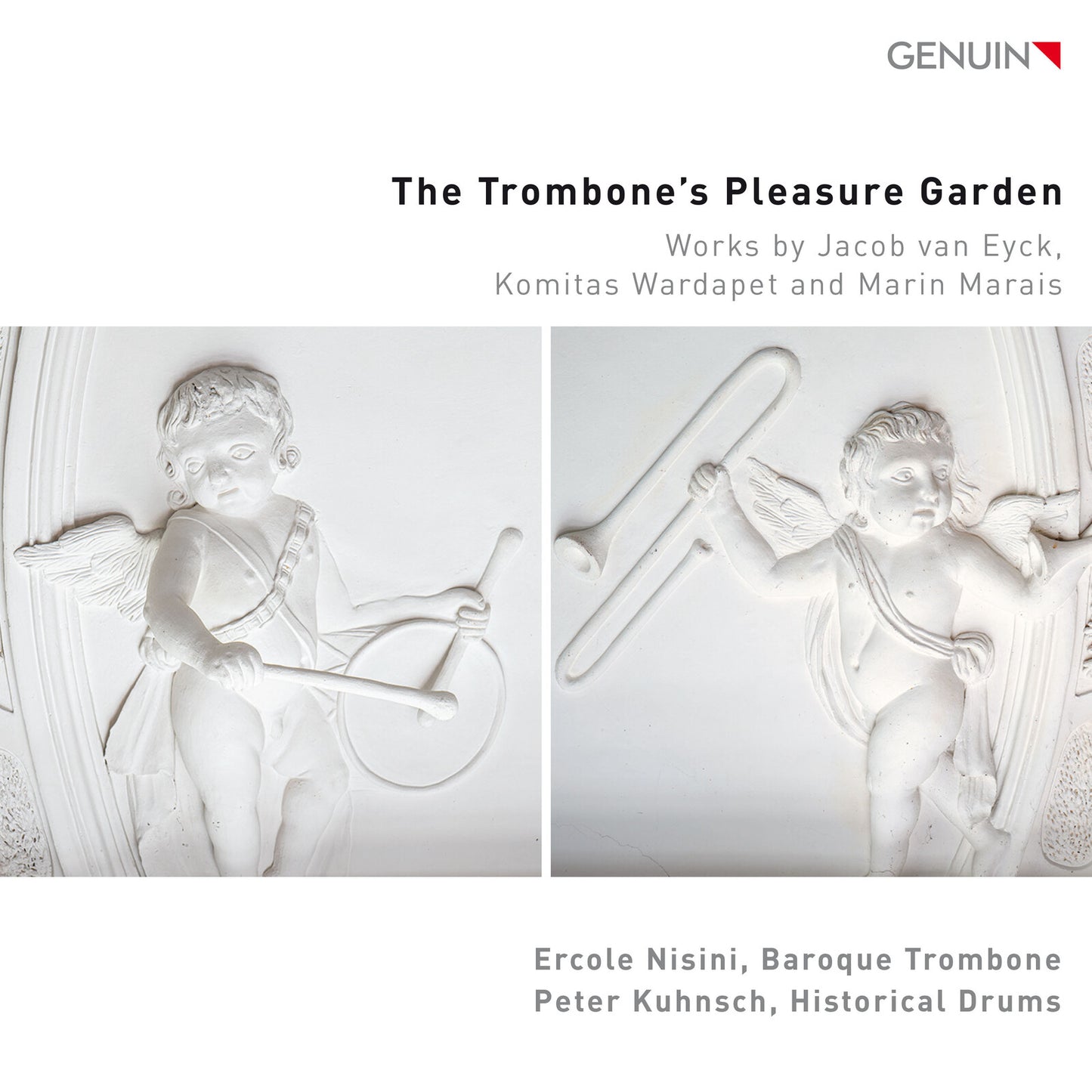 CD cover with cherubs, trombones, and text: "The Trombone's Pleasure Garden.