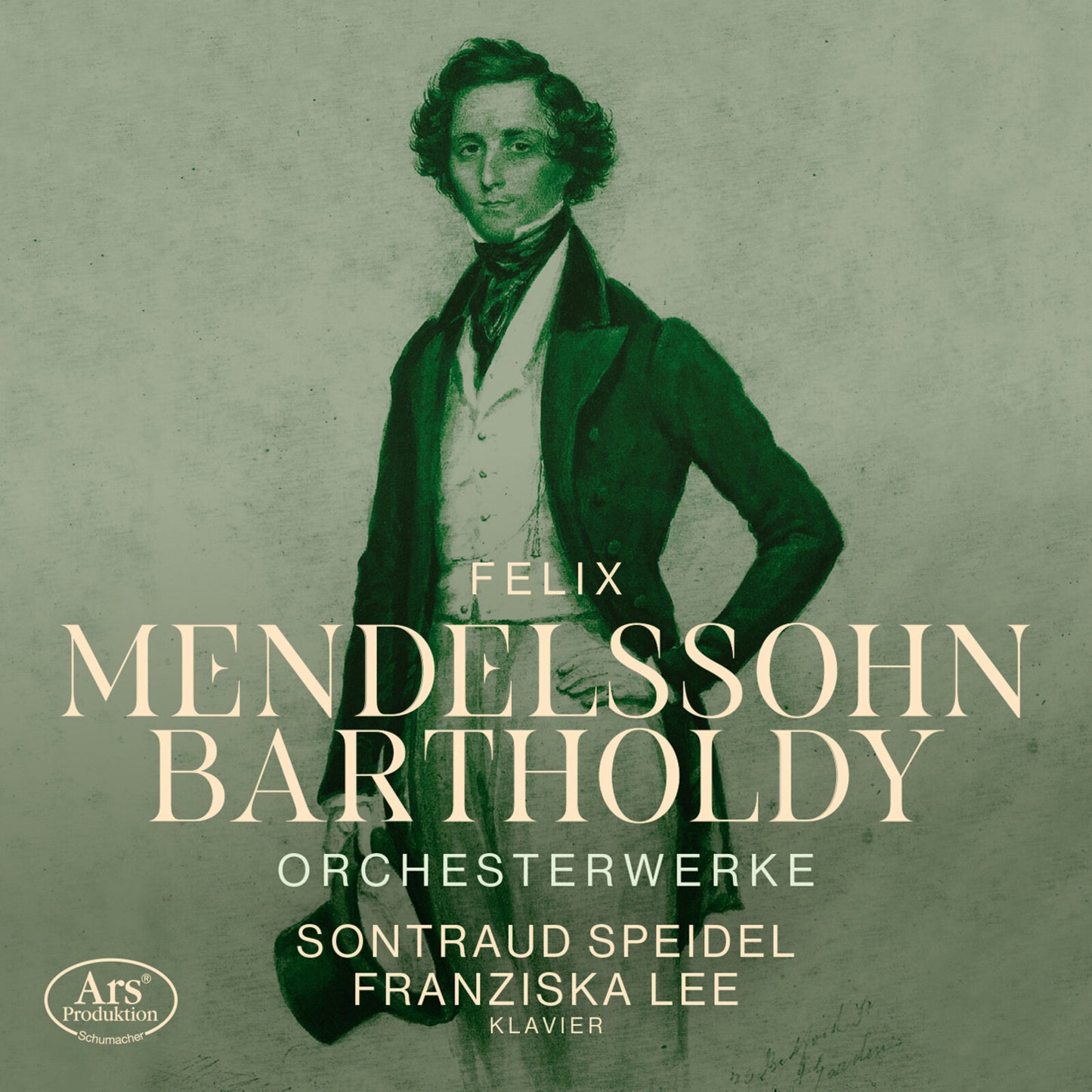 CD cover featuring a portrait of composer Felix Mendelssohn and text.