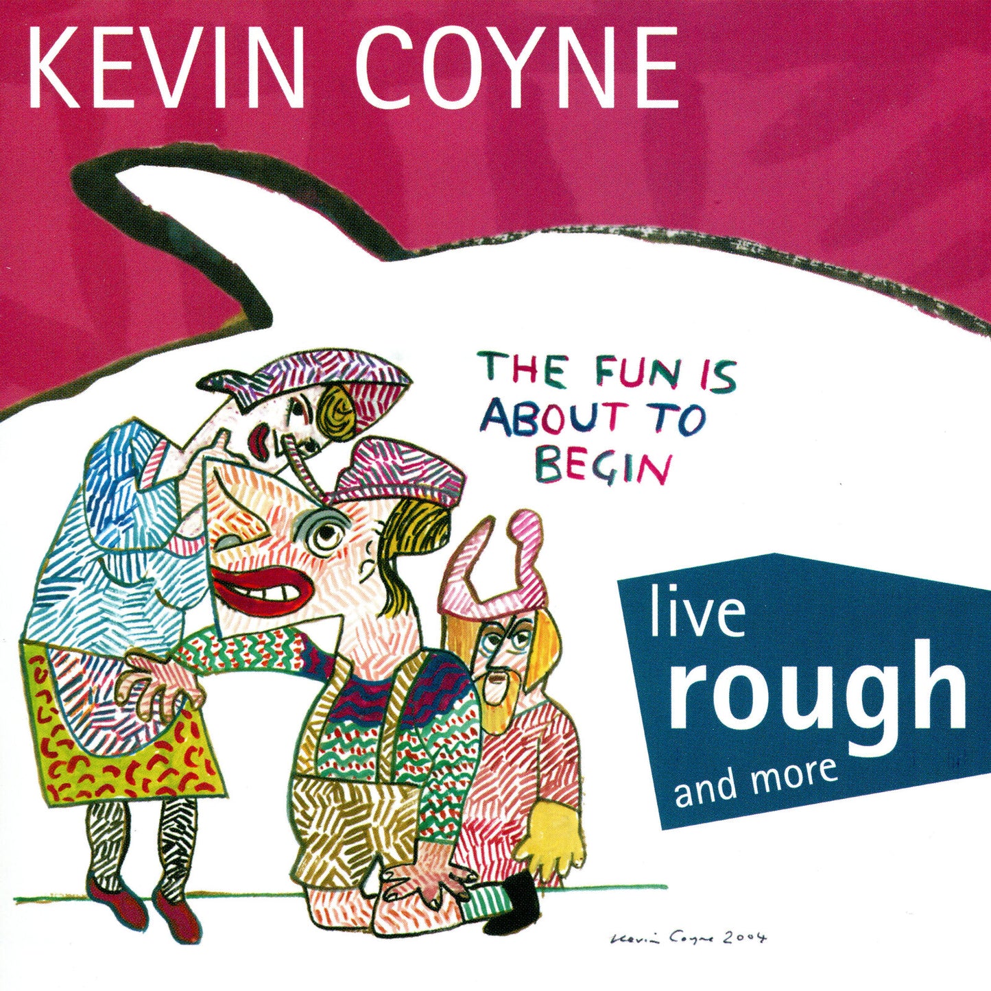 CD cover for Kevin Coyne’s “Live Rough And More” with colorful, abstract figures.