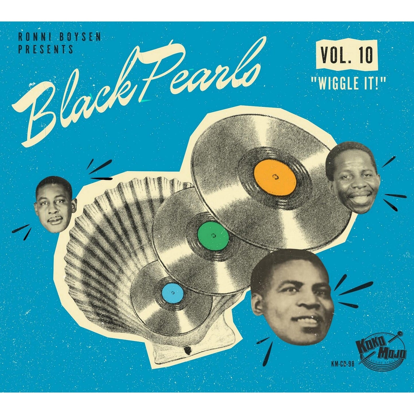 CD cover for “Black Pearls Vol. 10 - Wiggle” with portraits and records.