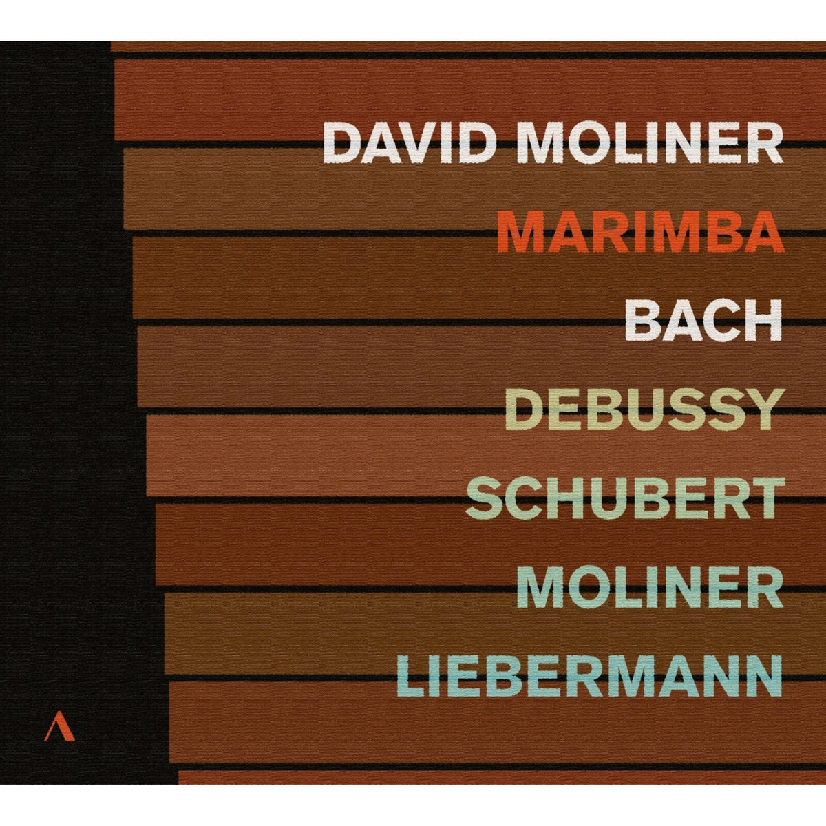 CD cover for David Moliner’s “Marimba” featuring composers’ names.