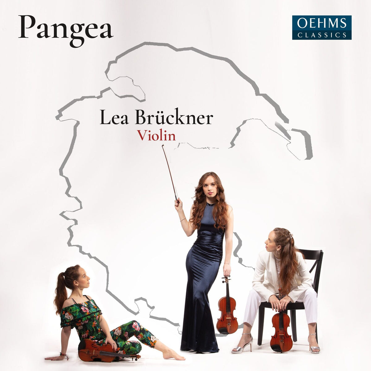 CD cover featuring three women with violins against a pale map outline.