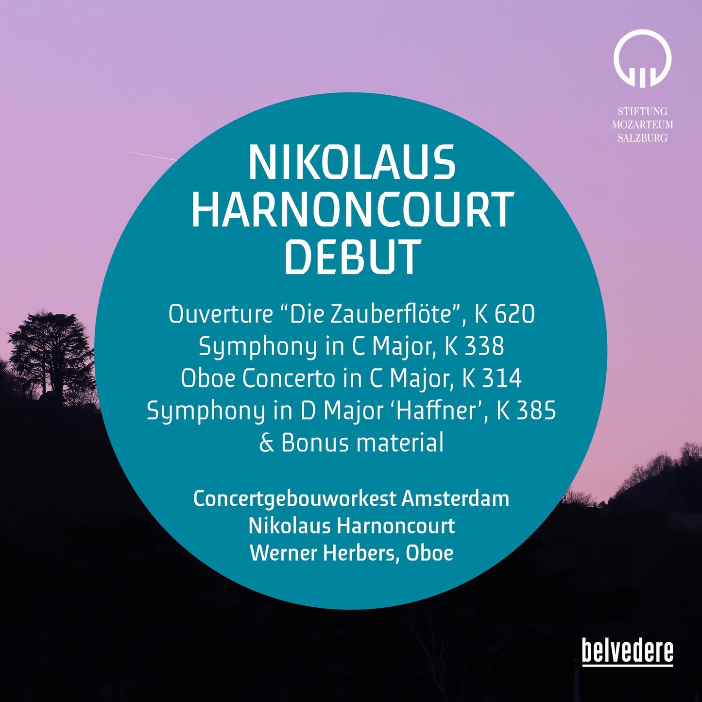CD cover for Mozart album by Nikolaus Harnoncourt and the Royal Concertgebouw Orchestra.