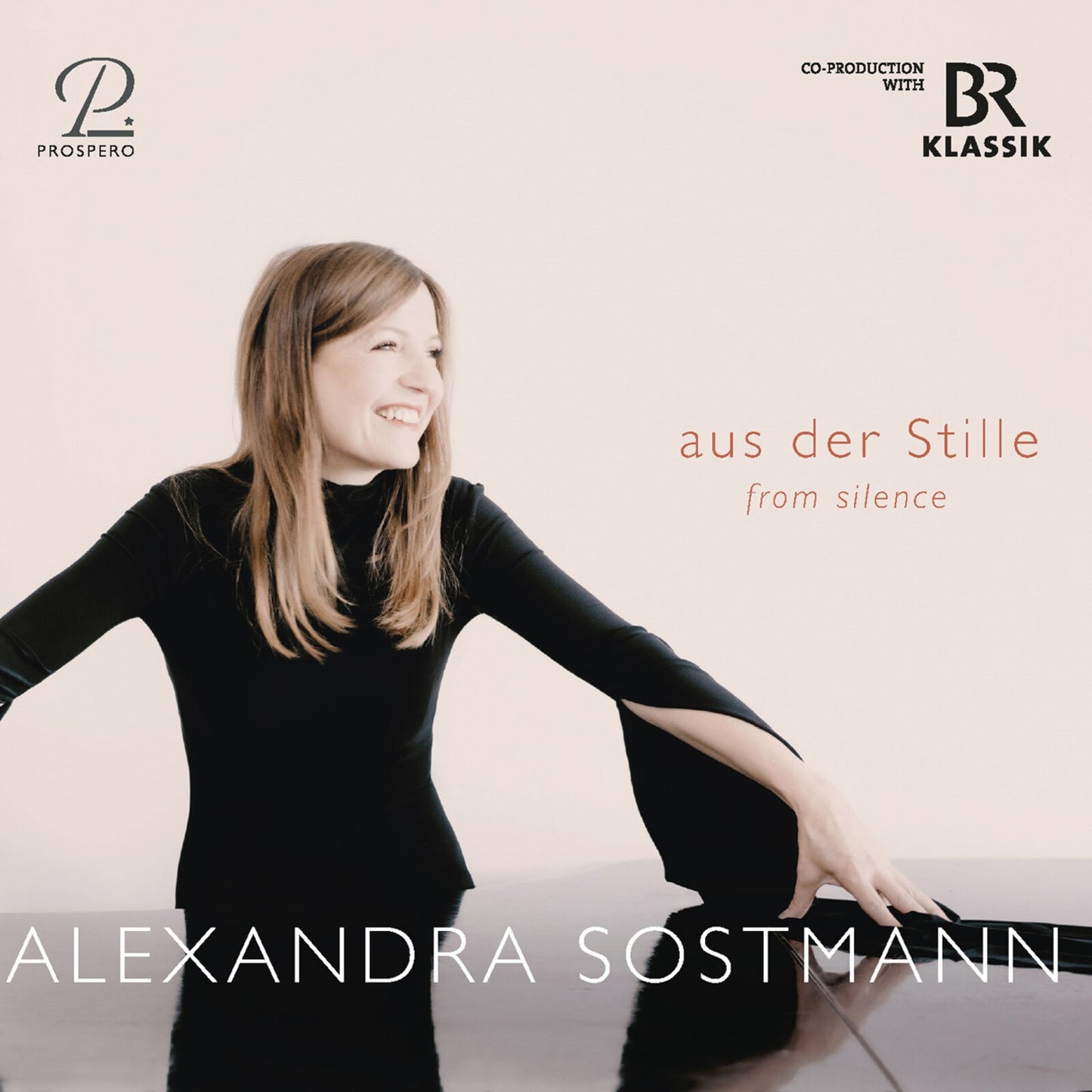 CD cover featuring Alexandra Sostmann, a smiling woman in black, reflected in water.