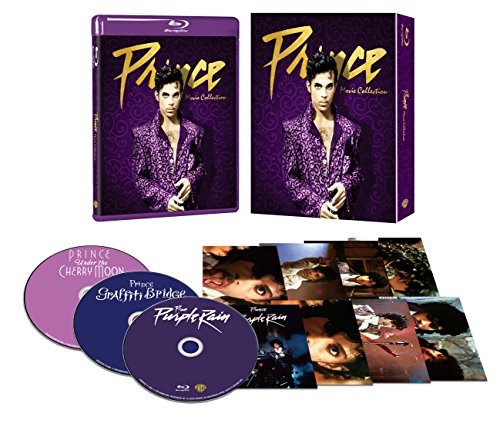 Prince movie collection Blu-ray box set with discs, cover art, and promotional photo cards.