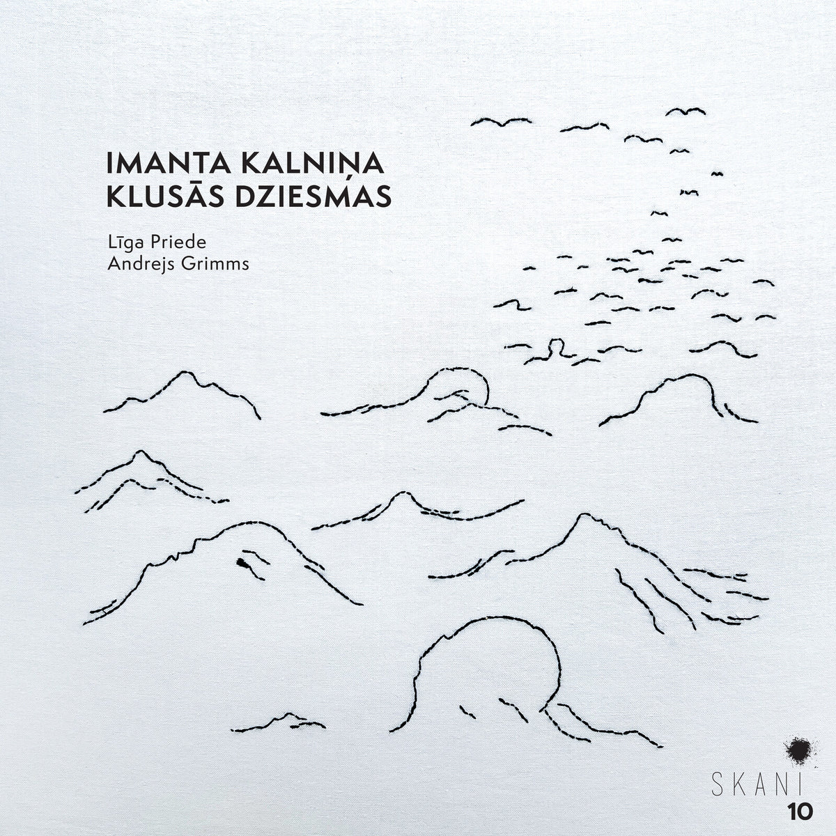CD cover with black line drawing of mountains and text.