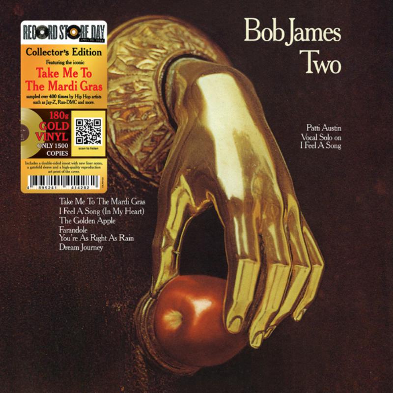 Bob James “Two” vinyl record cover with golden, abstract robotic figures.