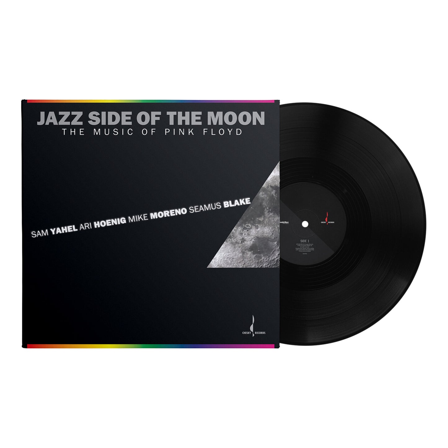 Vinyl record of "Jazz Side of the Moon" with black cover and label.