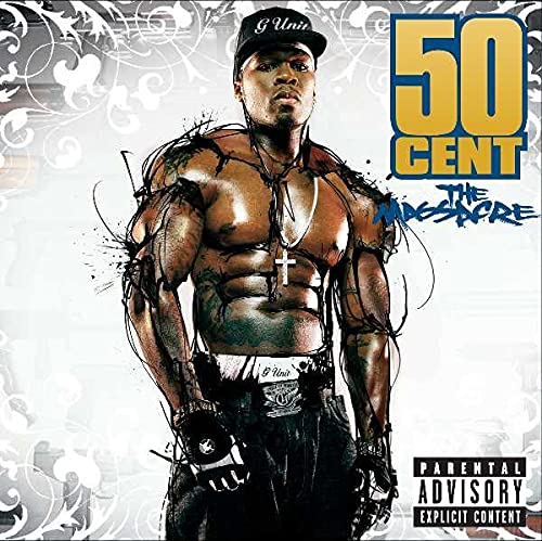 CD cover for 50 Cent’s “The Massacre” featuring the artist’s portrait.