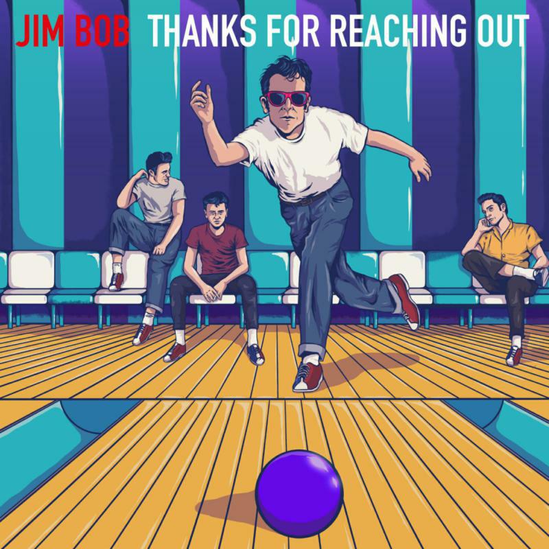 Album cover for Jim Bob, featuring a man bowling with others watching.