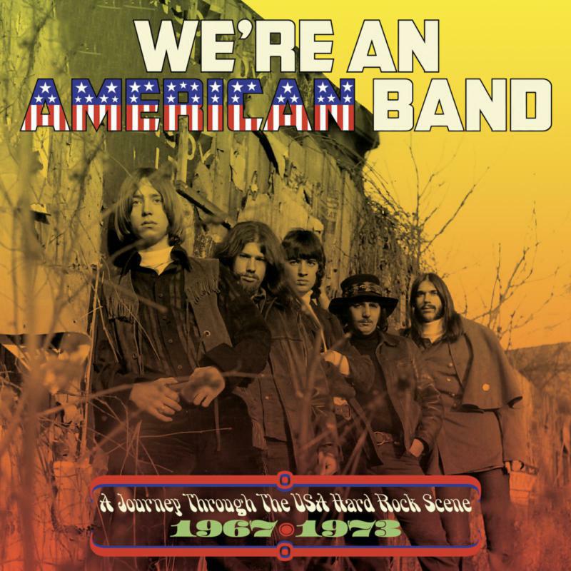 CD cover: Band photo with American flag and yellow, red text.