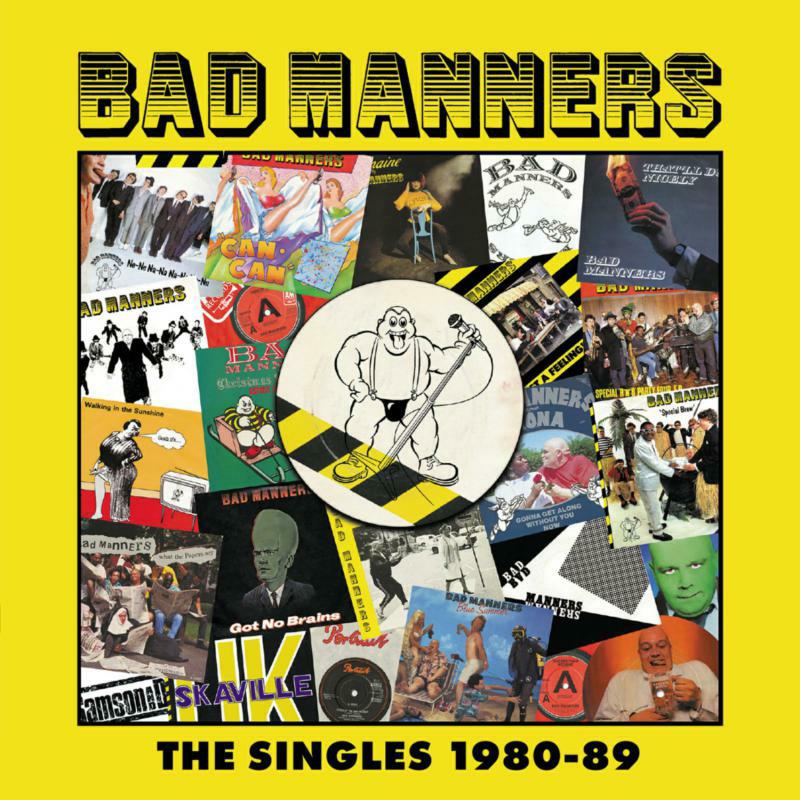 CD cover for Bad Manners’ “The Singles 1980-89” with collage imagery.