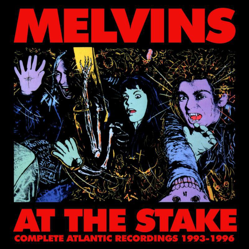 Melvins album cover: stylized horror imagery with red text on black.
