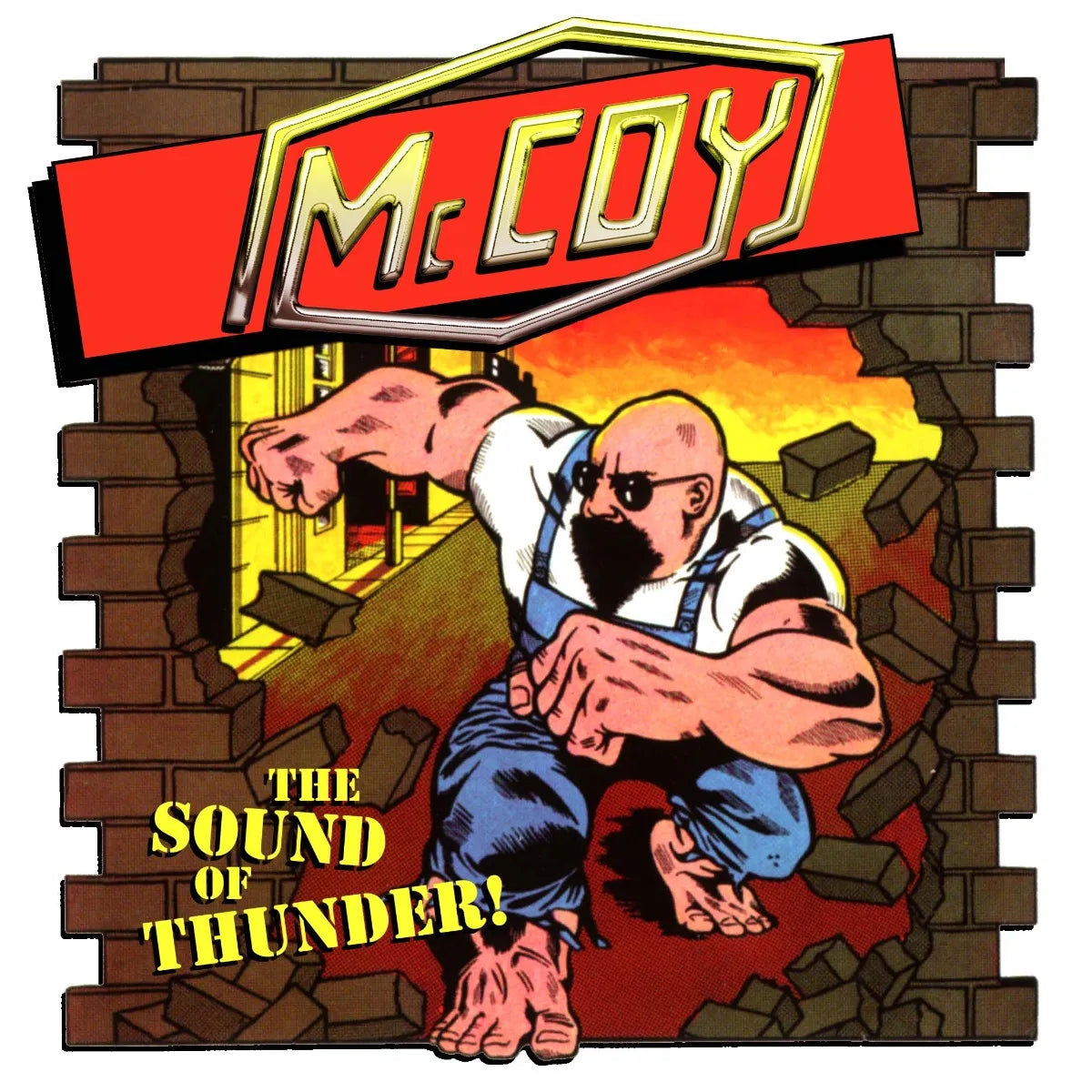 CD cover: "McCoy - Sound Of Thunder!" with a brick wall and strongman illustration.