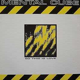Mental Cube “So This Is Love” vinyl record with abstract yellow and black cover.