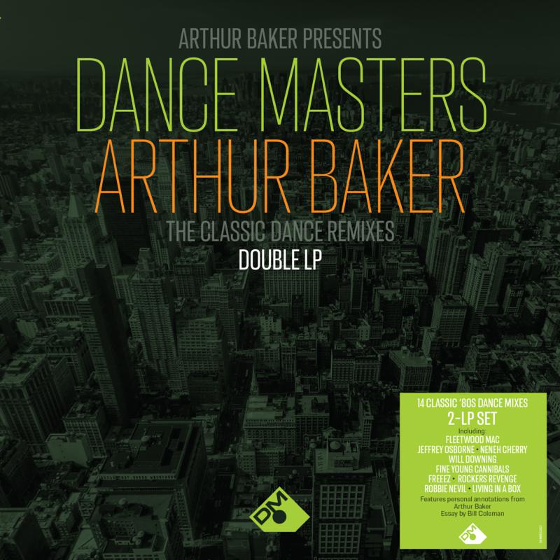 Album cover for Arthur Bakerās āDance Mastersā double LP with city skyline.