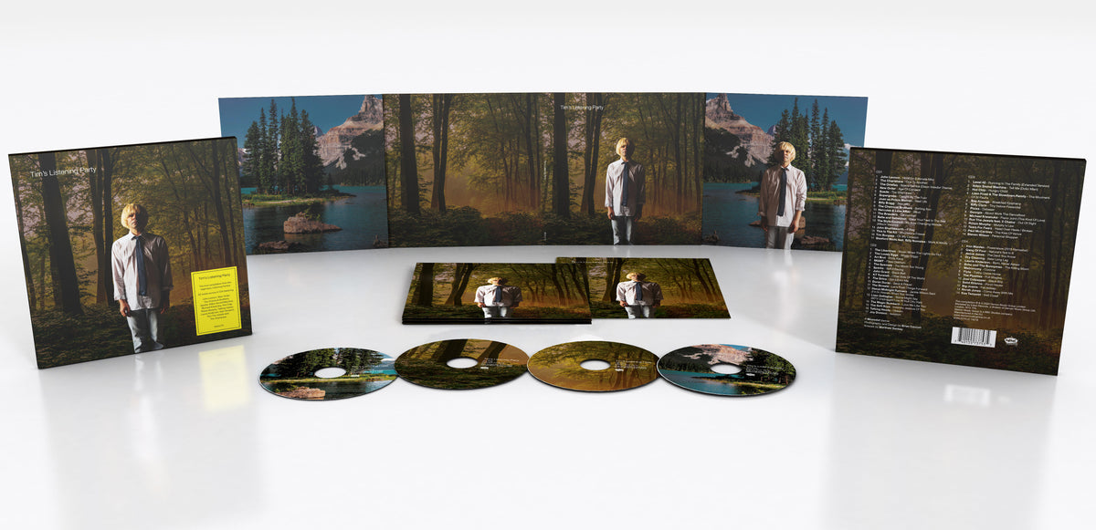 Tim Burgess album "Listening Party" CD with forest imagery and tracklist.