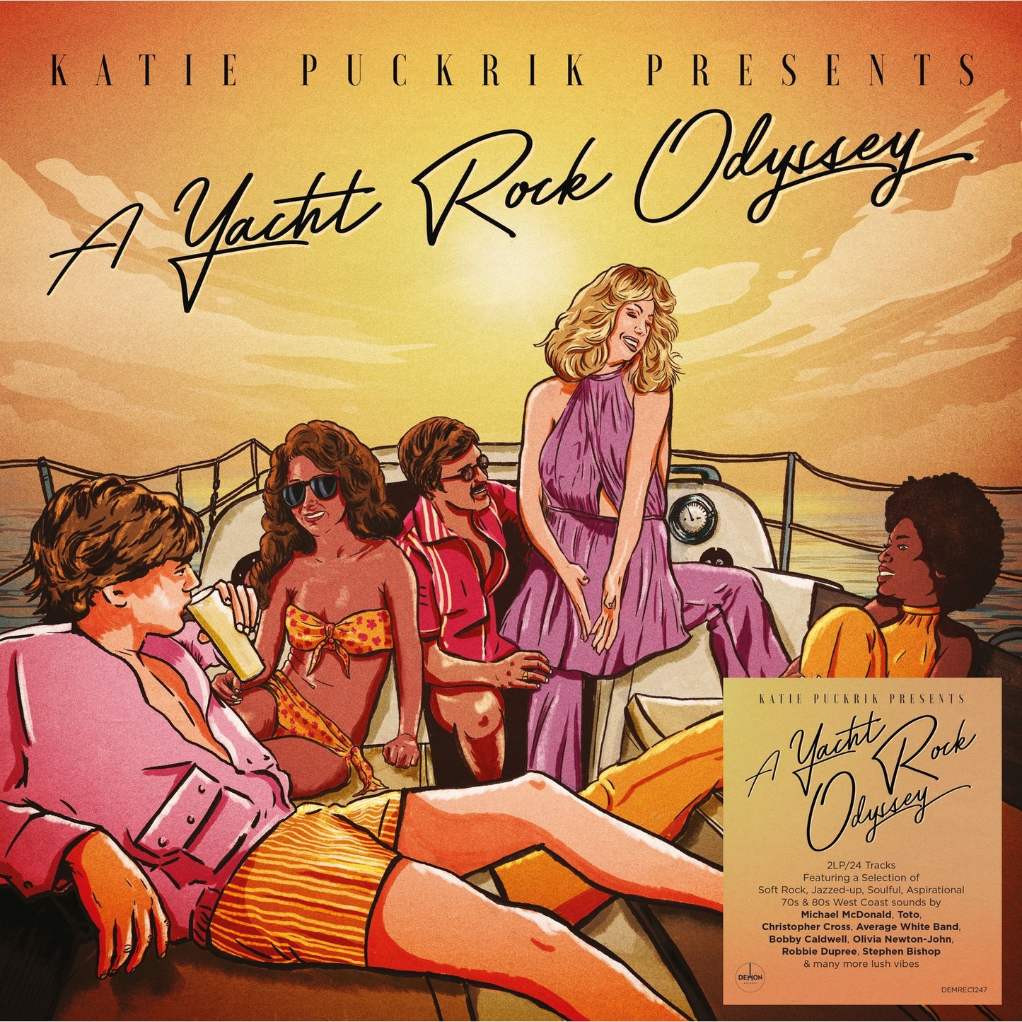 Record cover depicting a retro yacht scene with people relaxing.