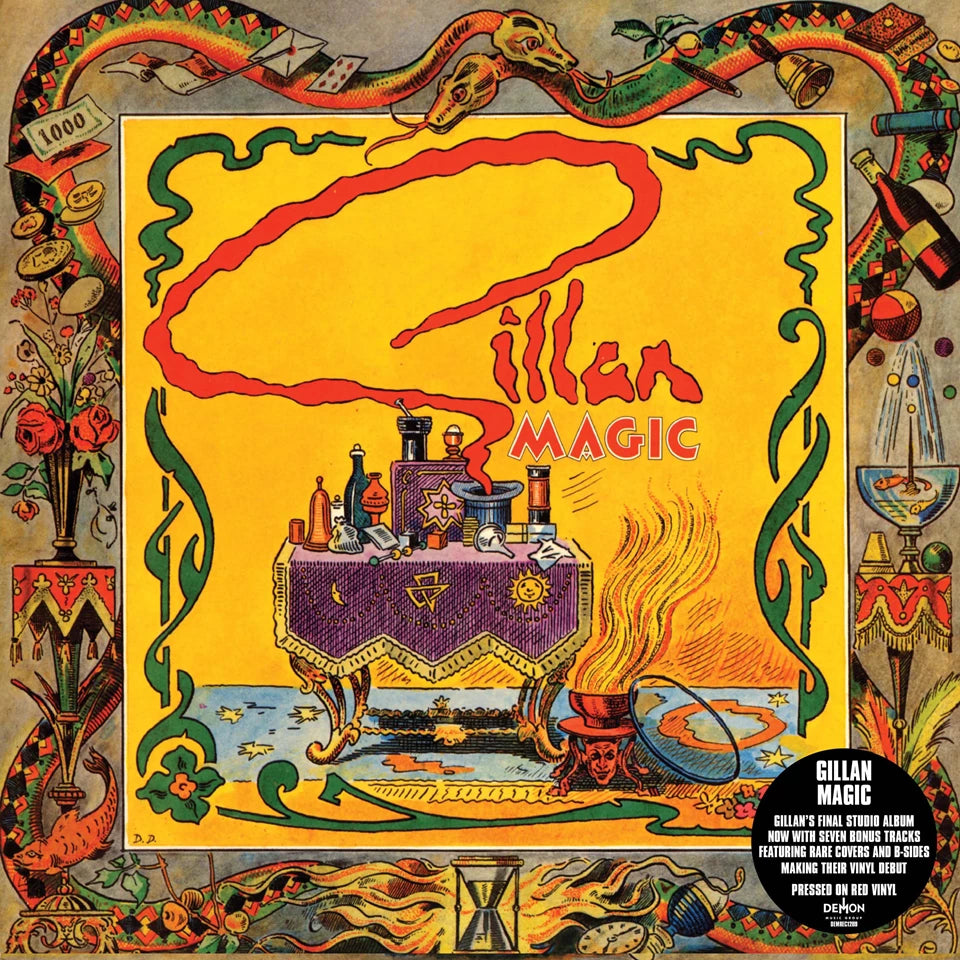 Red vinyl LP cover art: psychedelic illustration with a snake and magical objects.