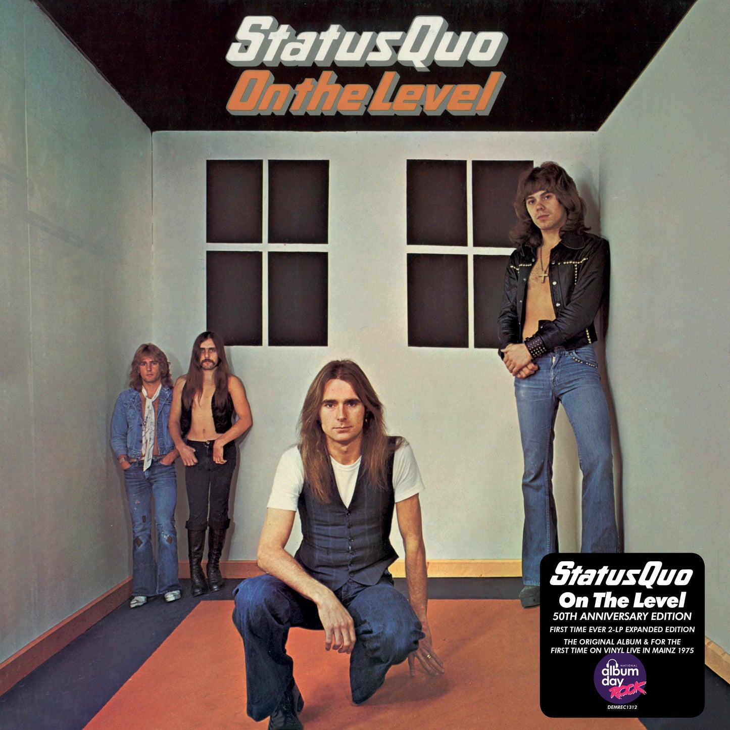 Album cover for Status Quo’s “On The Level” featuring the band members.