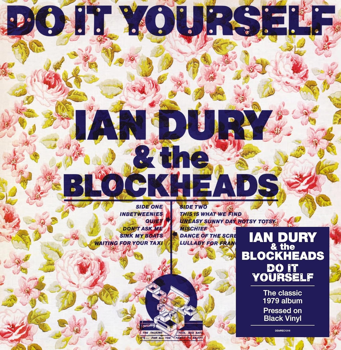 Ian Dury & The Blockheads "Do It Yourself" vinyl album cover, floral background.