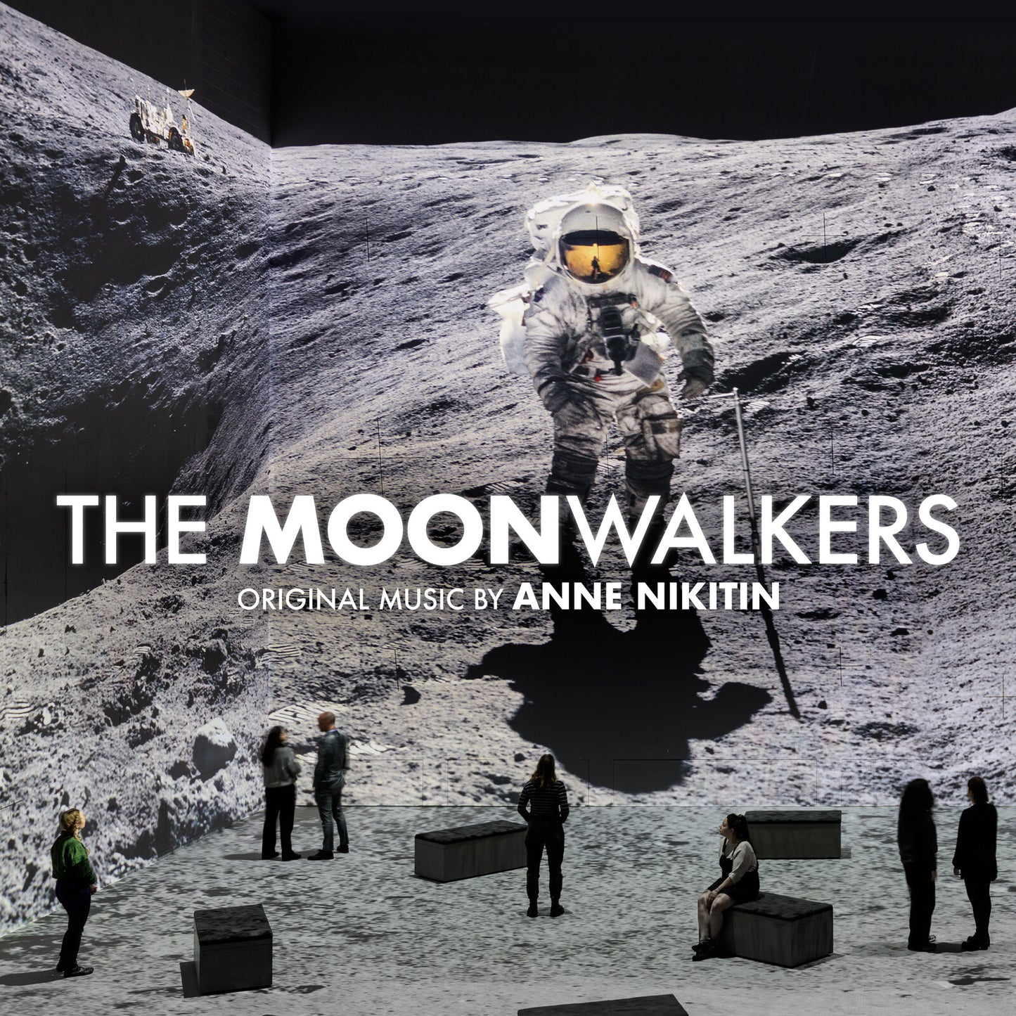 CD cover for "The Moonwalkers" featuring an astronaut on a lunar surface.