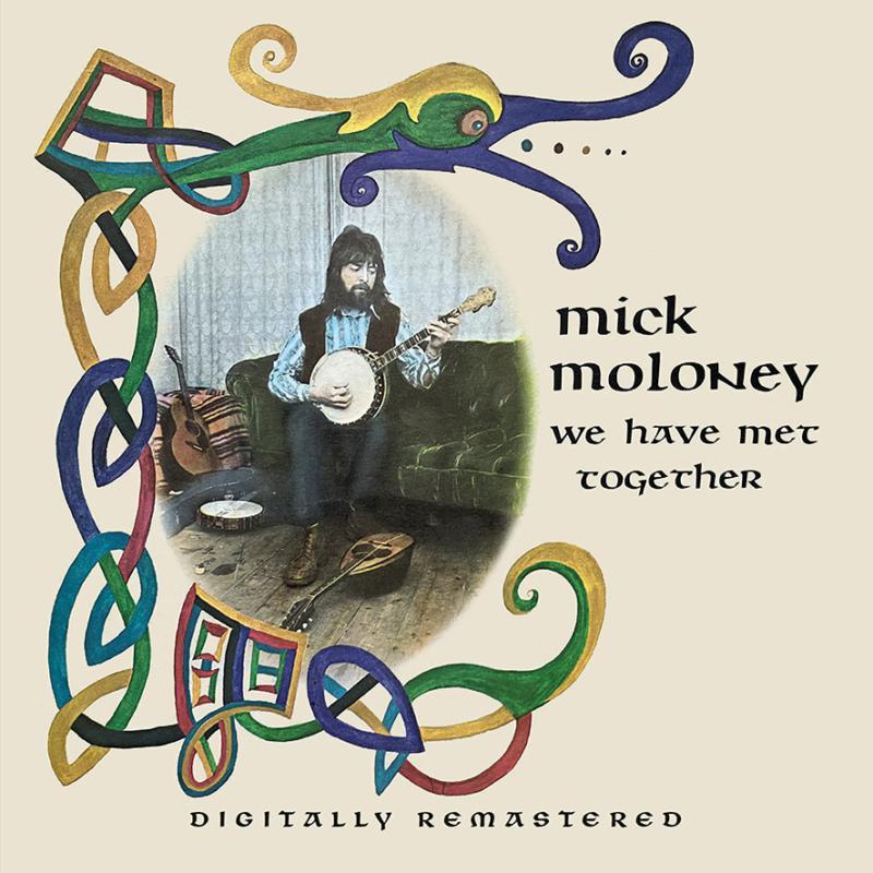 CD cover: Mick Moloney with banjo, framed by Celtic knotwork design.