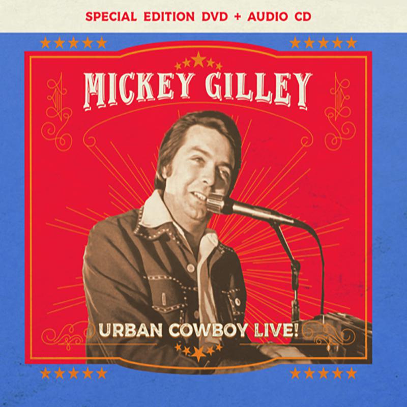 Mickey Gilley in a cowboy hat on the "Urban Cowboy Live" DVD cover.
