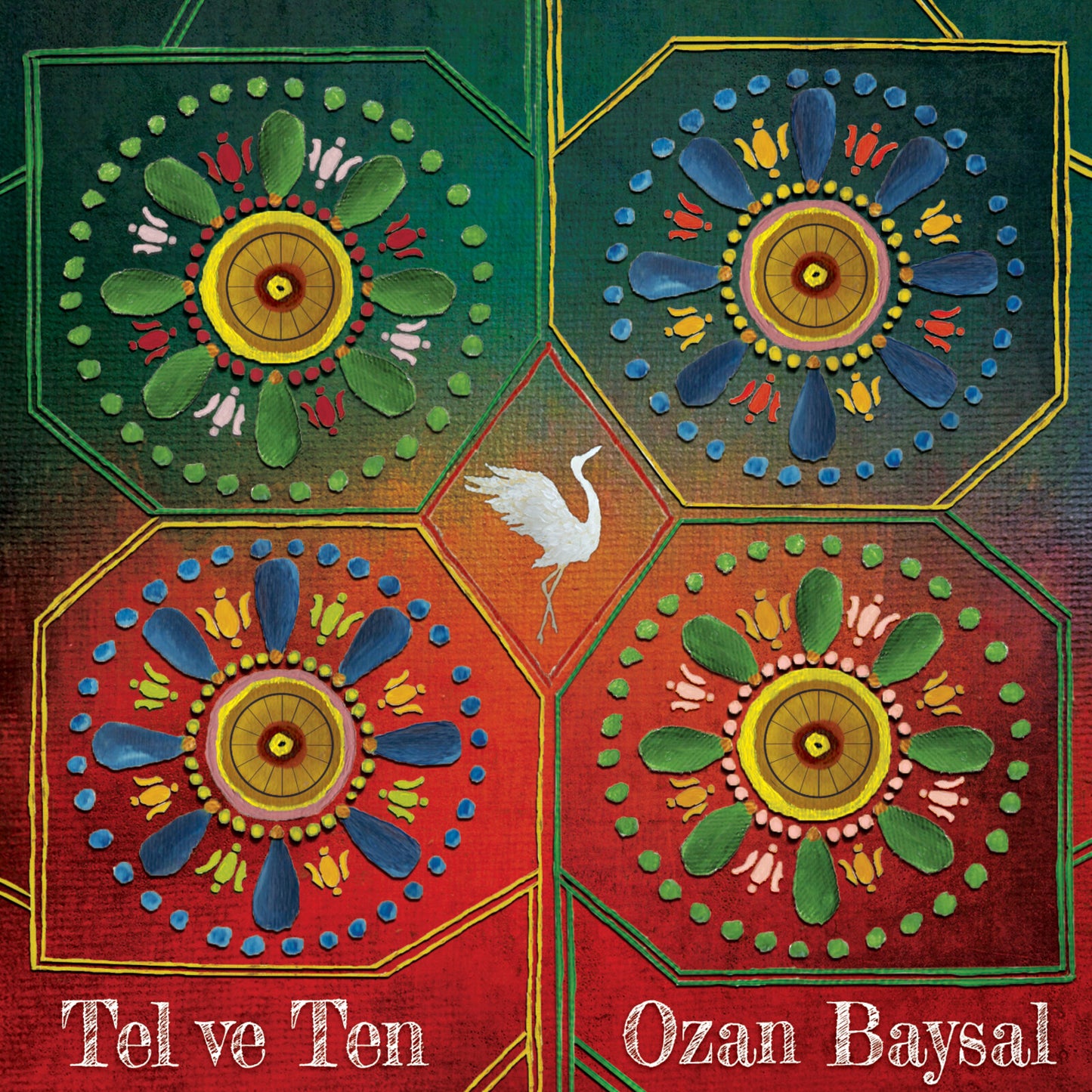 CD cover with floral mandalas, a white bird, and text “Tel Ve Ten”.