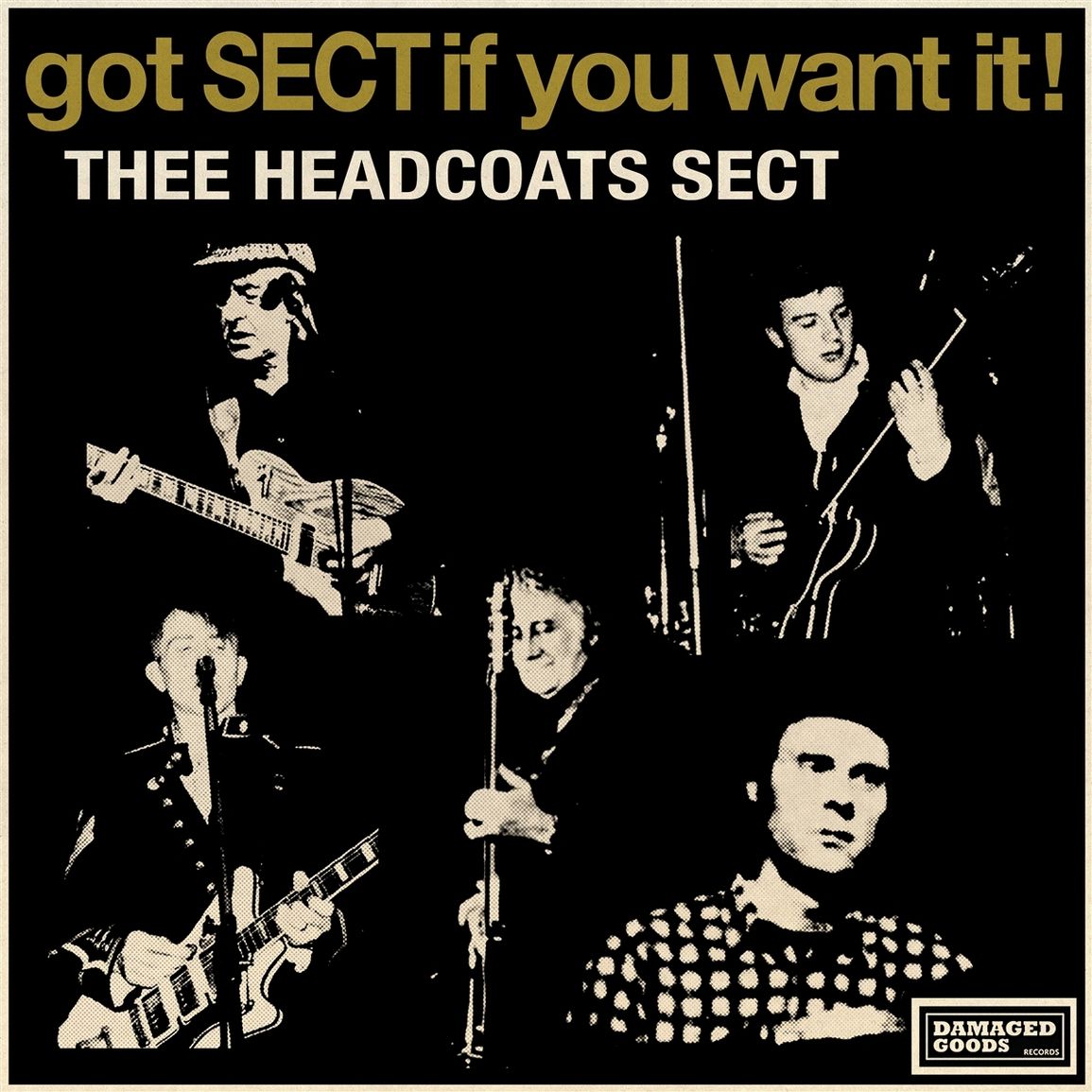 Black and white album cover featuring a punk band, Thee Headcoats Sect.