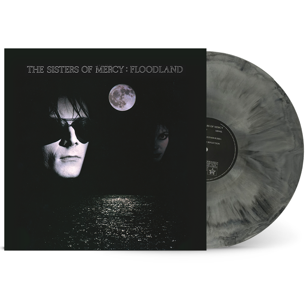 The Sisters of Mercy “Floodland” vinyl record with dark cover art.