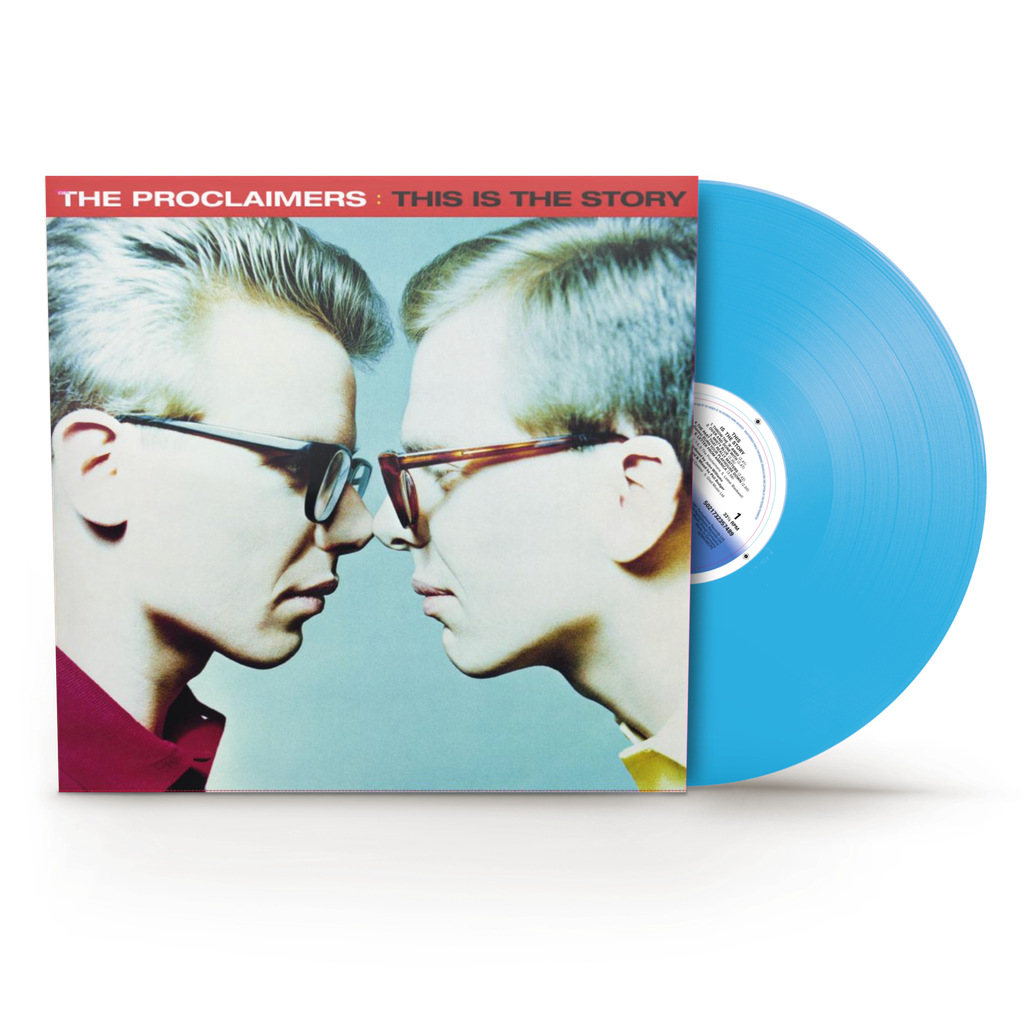 The Proclaimers album cover with a light blue vinyl record.
