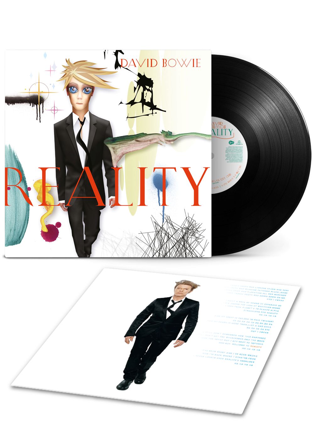David Bowie “Reality” vinyl record with album cover and inner sleeve.