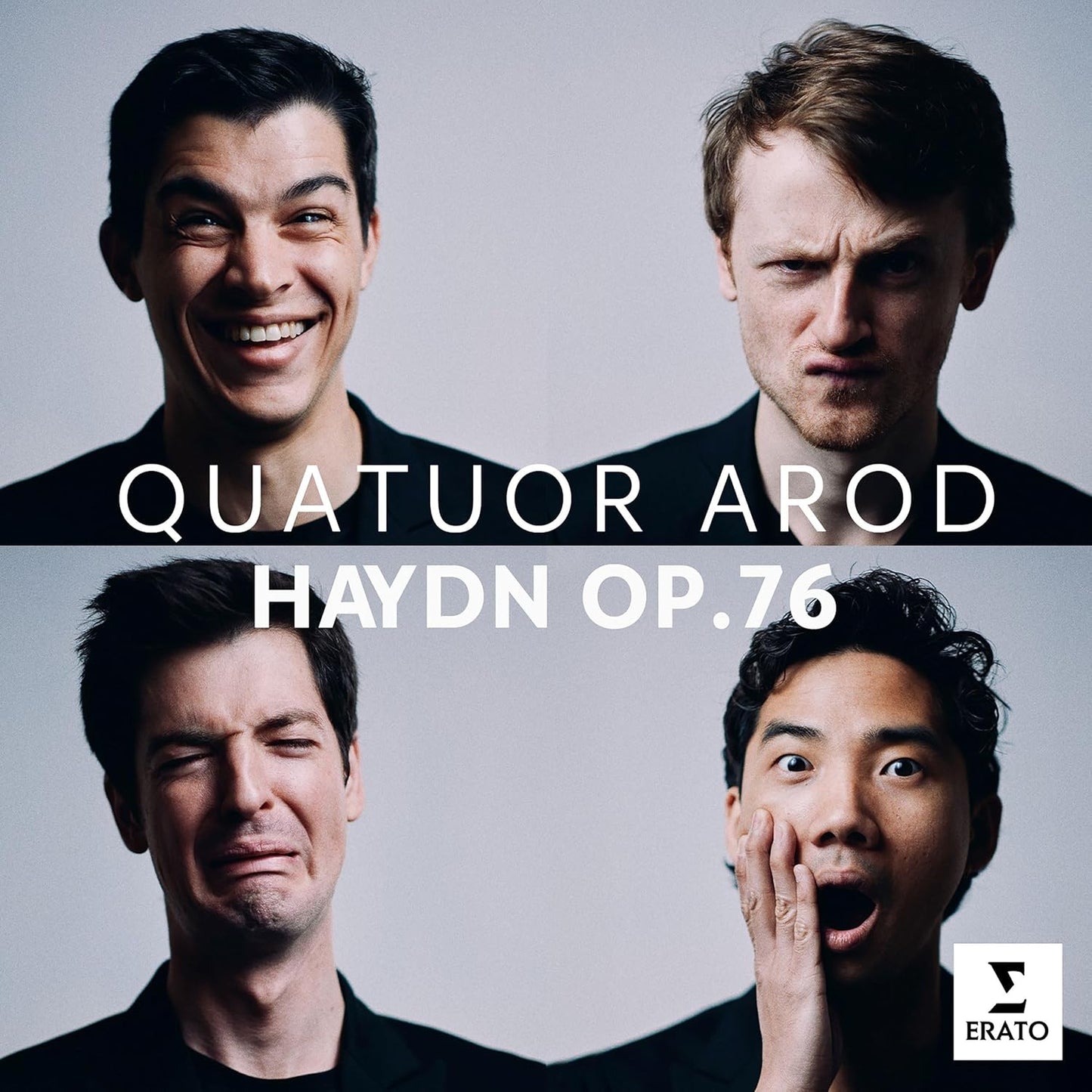 CD cover featuring portraits of four musicians, Quatuor Arod, and text.